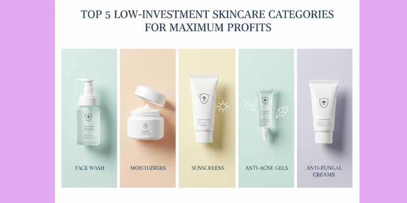 Top 5 low-investment skincare categories by AS Pharmaceuticals, designed to help startups and derma franchise partners achieve maximum profits.