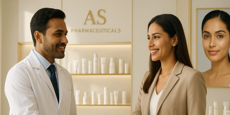 Successful AS Pharmaceuticals skincare franchise partners highlighting business growth and profits across India.